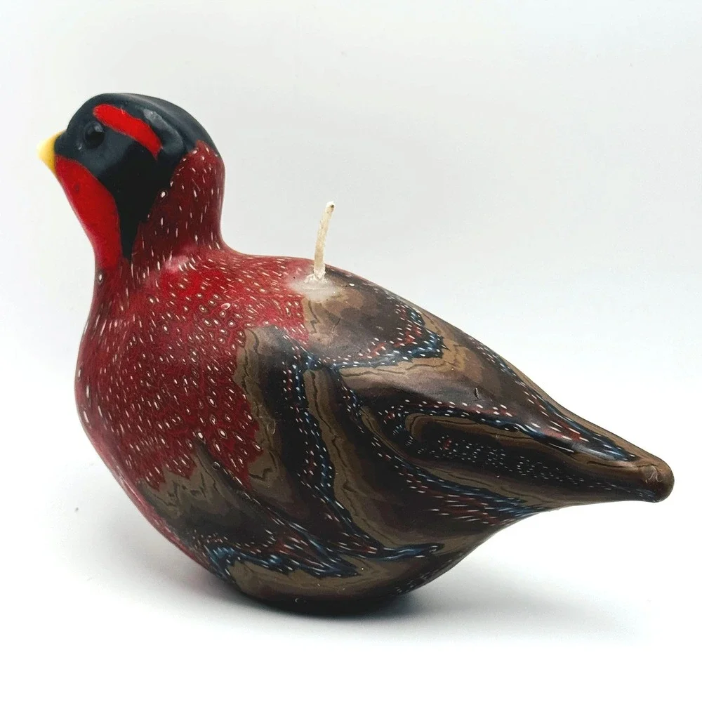 Vintage Hand Painted Pheasant Wax Candle Game Bird Figurine Hunting Cabin Decor